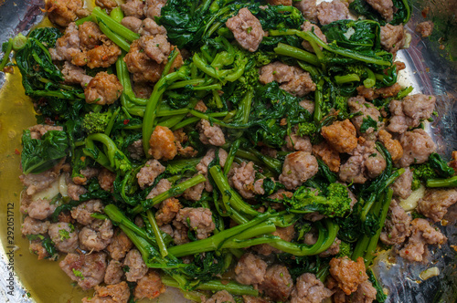 Cooking Sausage Broccolini