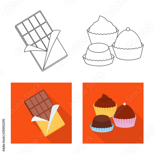 Vector design of food and yummy sign. Set of food and brown stock vector illustration.
