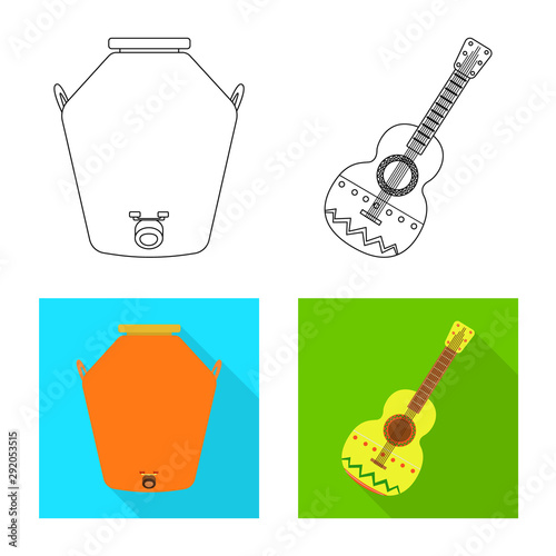 Vector design of cafe and Latin sign. Set of cafe and national stock vector illustration.