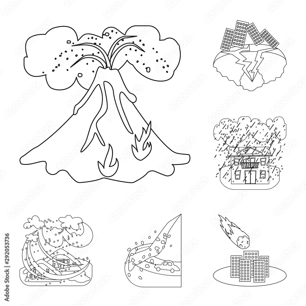 Vector design of cataclysm and disaster symbol. Collection of cataclysm and apocalypse stock vector illustration.