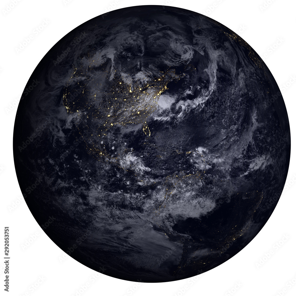 High detailed Dark Planet Earth at night of solar system with atmosphere  isolated. Science fiction. Elements of this image were furnished by NASA.  Stock Photo | Adobe Stock