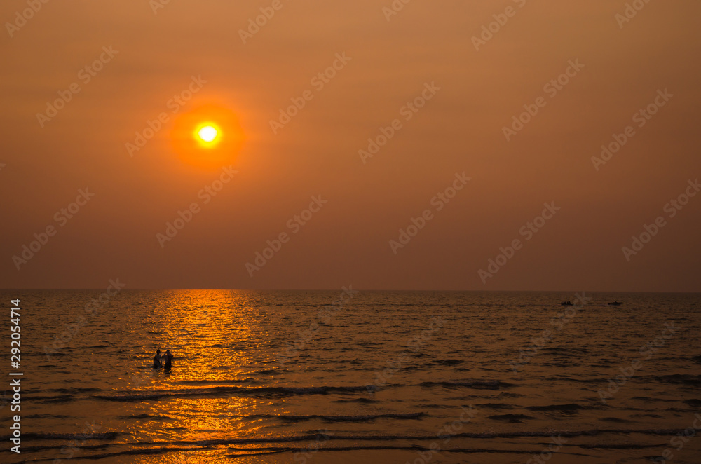 Beautiful sunset view from Pattaya beach, Thailand