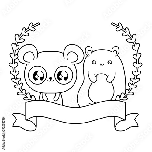 cute bear with panda bear baby animals kawaii