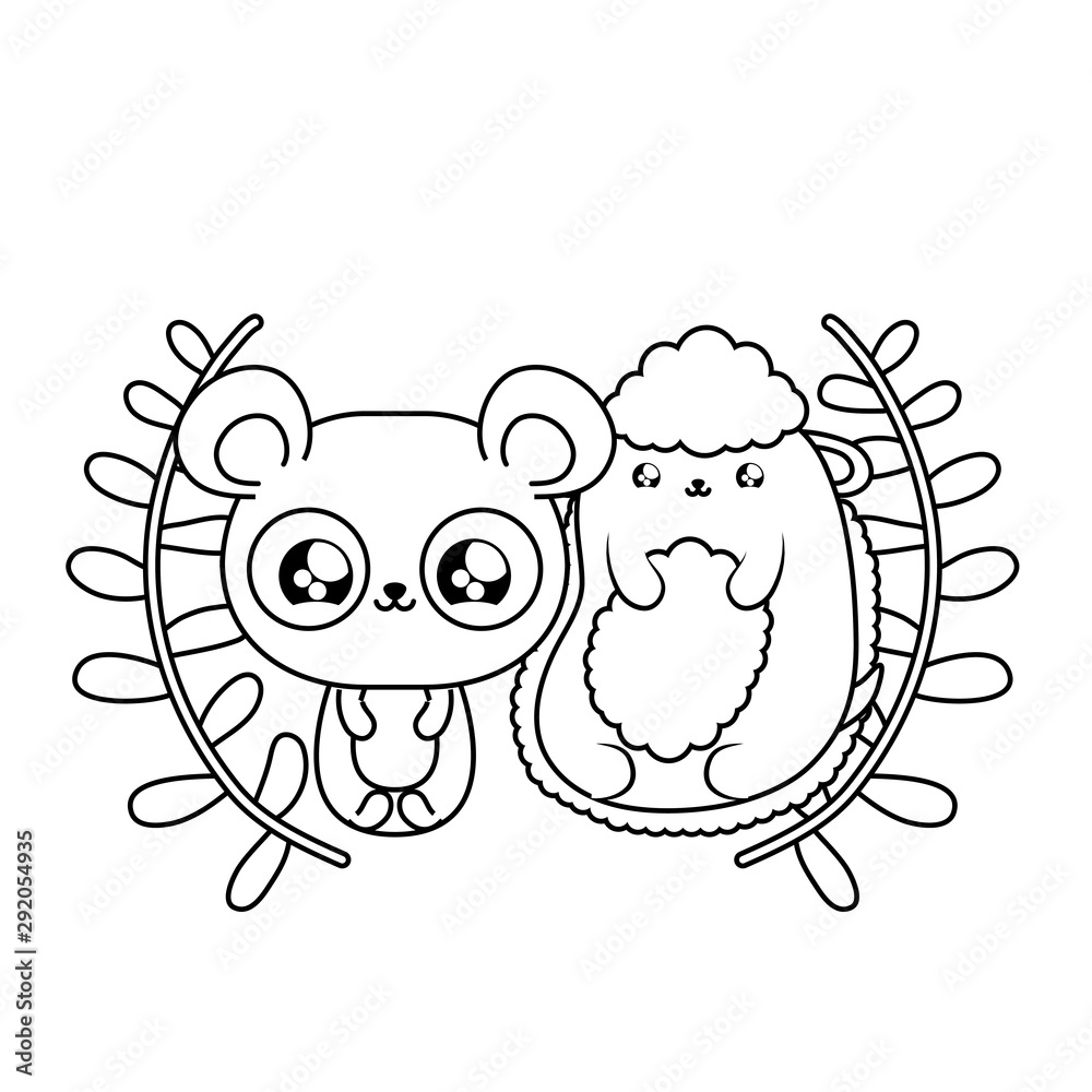 cute sheep with panda bear baby animals kawaii cute sheep with panda bear baby animals kawaii