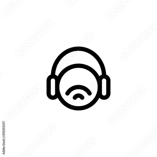 Headset Signal for Music Icon Outline Vector