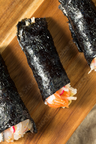 Homemade Sushi Temaki Hand Rolls photo