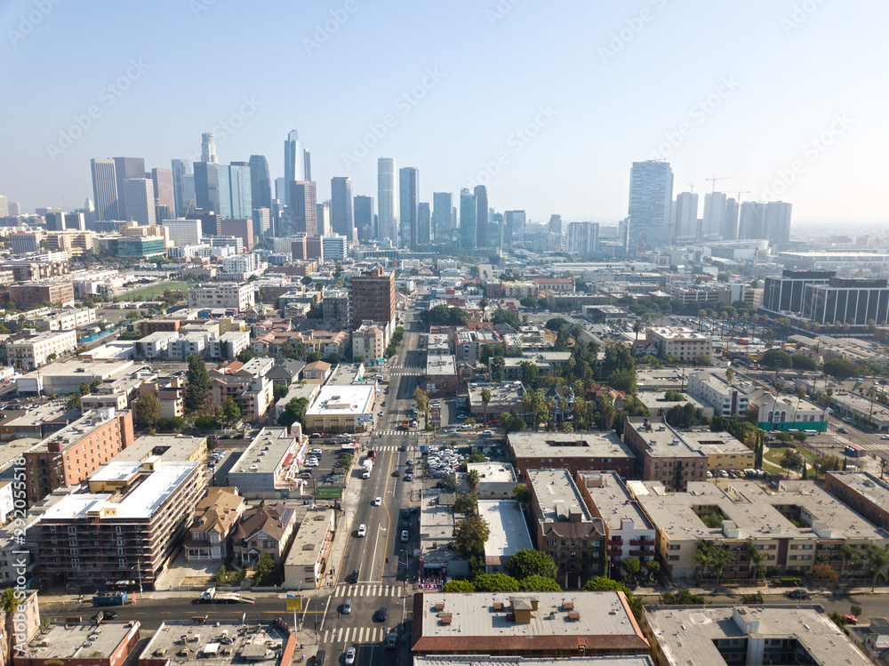 Downtown Los Angeles skyline aerial landscape views