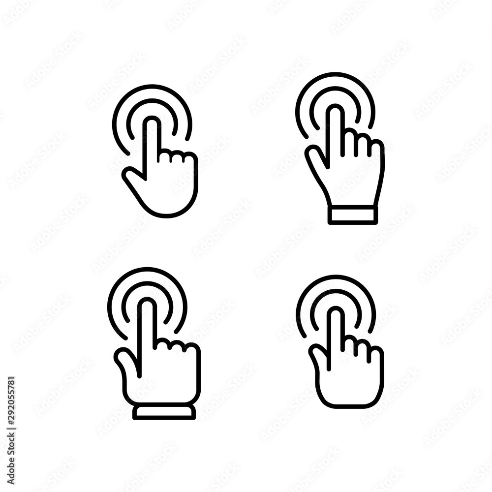 Hand click icon. Clicking pointer. Isolated vector. Hand click icon. Clicking pointer. Isolated vector.