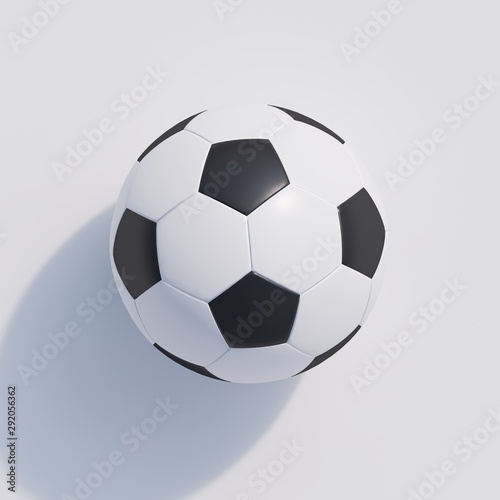 Football on white background color top view. minimal sport idea. 3D Render.