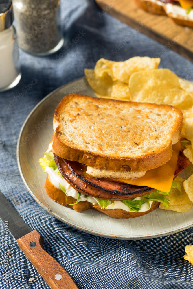 Homemade Fried Bologna Sandwich