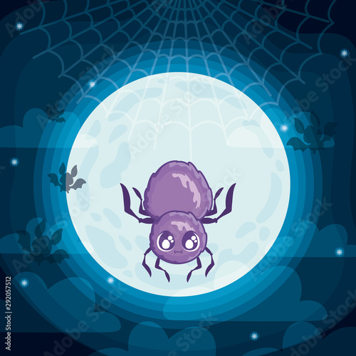spider with moon in scene of halloween