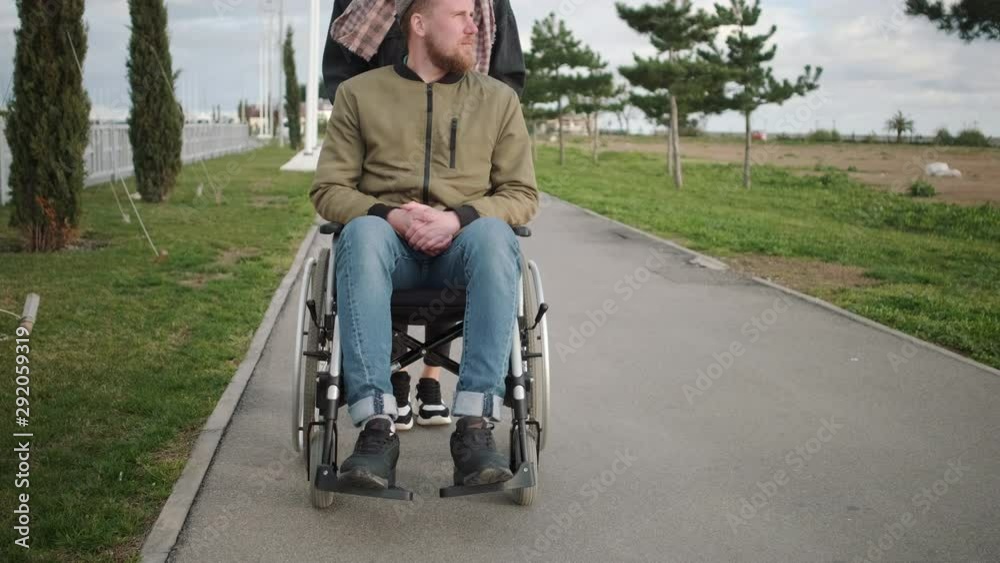 Outdoor walk with disabled husband Outdoor walk with disabled husband