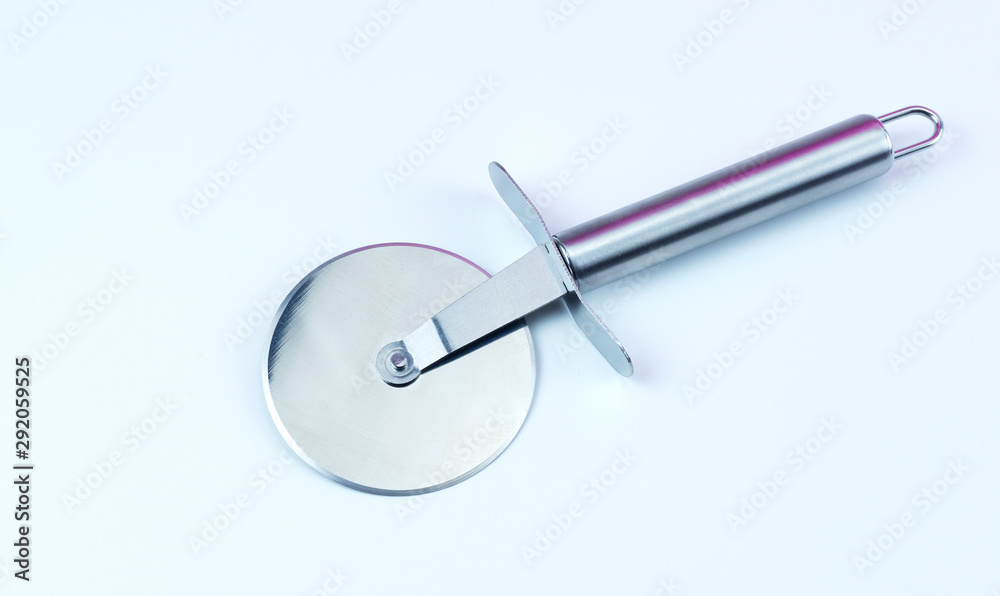 Pizza cutter on white background, Concept Kitchen in the restaurant, Front view Blank for design.. Pizza cutter on white background, Concept Kitchen in the restaurant, Front view Blank for design..