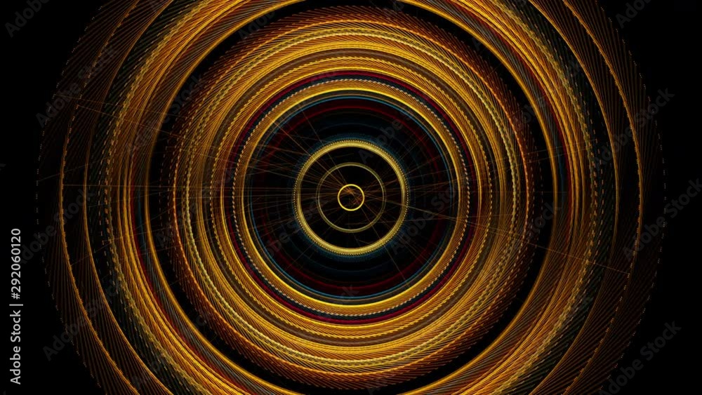 Seamless concentric particle animation on black background