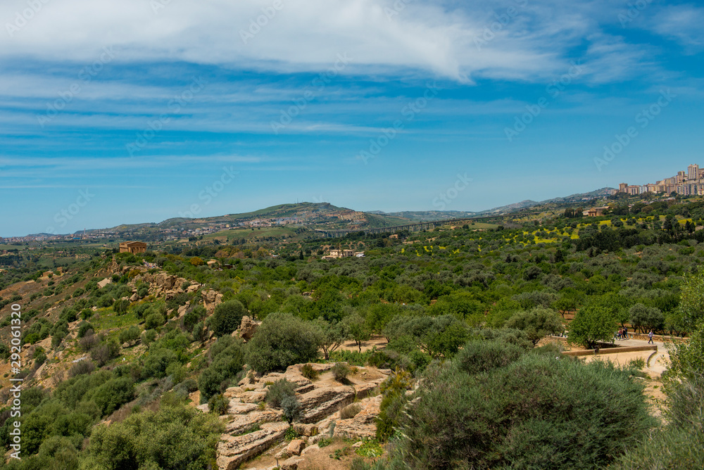 View of Agrigento from the Valley of the Temples on the Italian island of Sicily