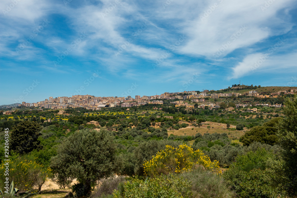 View of Agrigento from the Valley ofthe Temples on the Italian island of Sicily