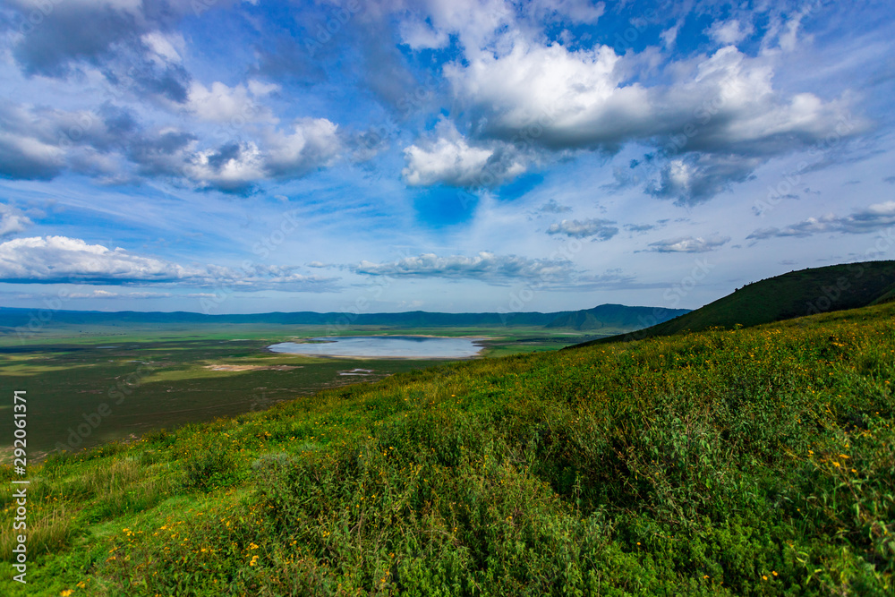 Soft clouds over the crater