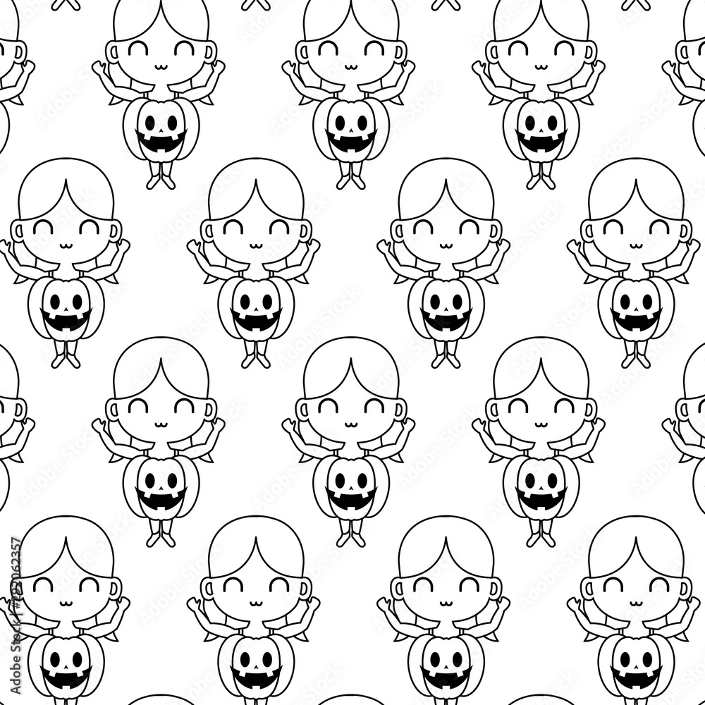 Obraz premium pattern of girl disguised as a pumpkin