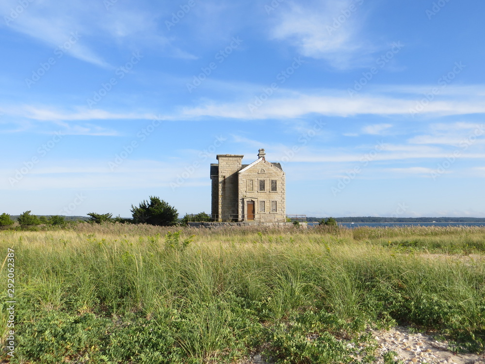 The Cedar Point Lighthouse on a Beautiful Late Summer Day in East Hampton, Long Island, New York