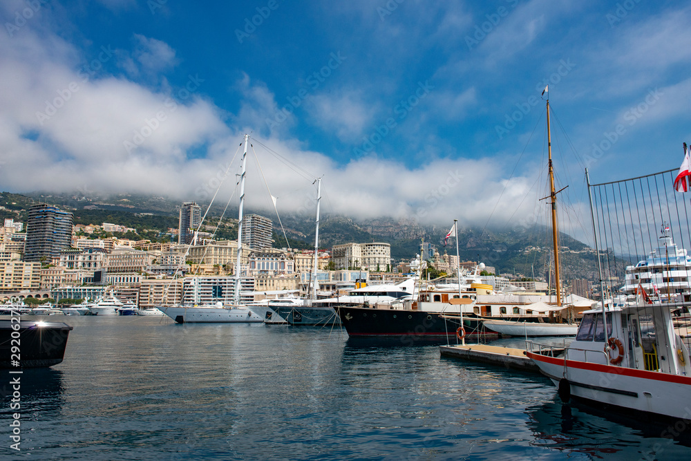 Boats in Monaco harbour on the Cote D'Azur, France