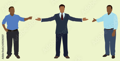Black Businessmen Pointing or Gesturing	