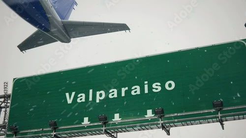 Airplane Takeoff Valparaiso in Christmas photo