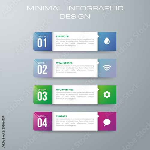 rectangle Infographic template with 4 options, workflow, process chart,Timeline infographics design vector can be used for workflow layout, diagram, annual report, - Vector