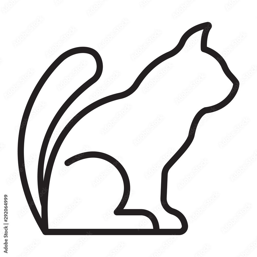 Cat Icon. Concept for Healthcare Medicine and Pet Care. Outline and Black Domestic Animal. Pets Symbol, Icon and Badge. Simple Vector illustration Cat Icon. Concept for Healthcare Medicine and Pet Care. Outline and Black Domestic Animal. Pets Symbol, Icon and Badge. Simple Vector illustration