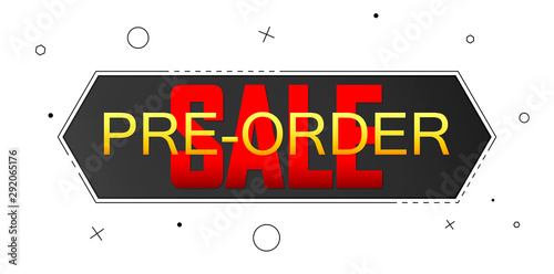 Pre-Order Sale banner design template, discount tag, vector illustration