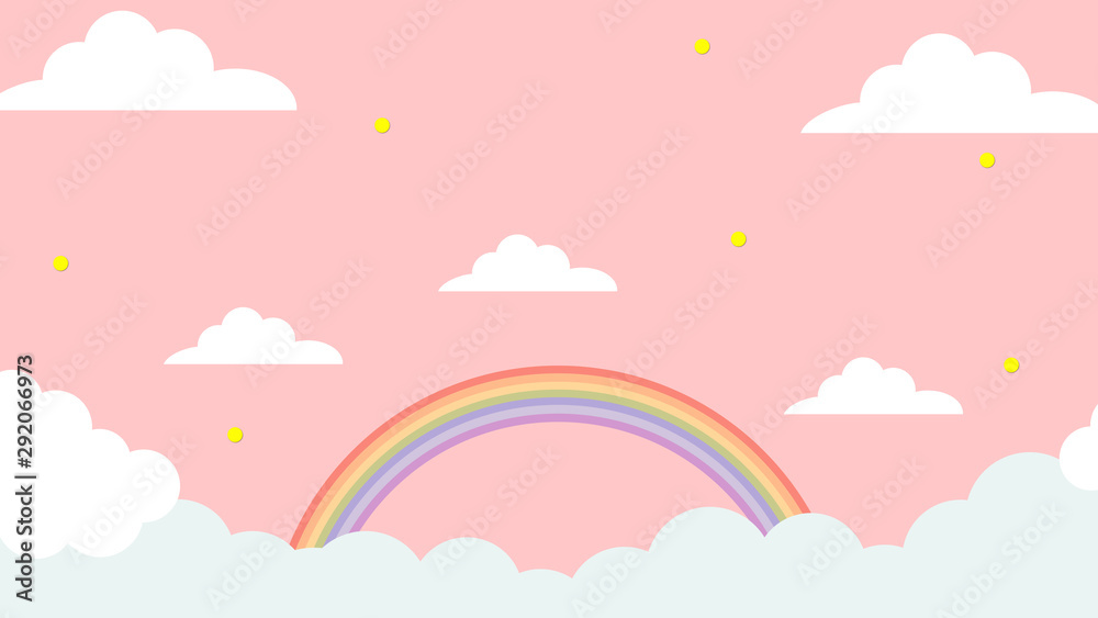 Abstract kawaii Colorful Sky rainbow background. Soft gradient pastel Comic graphic. Concept for wedding card design or presentation