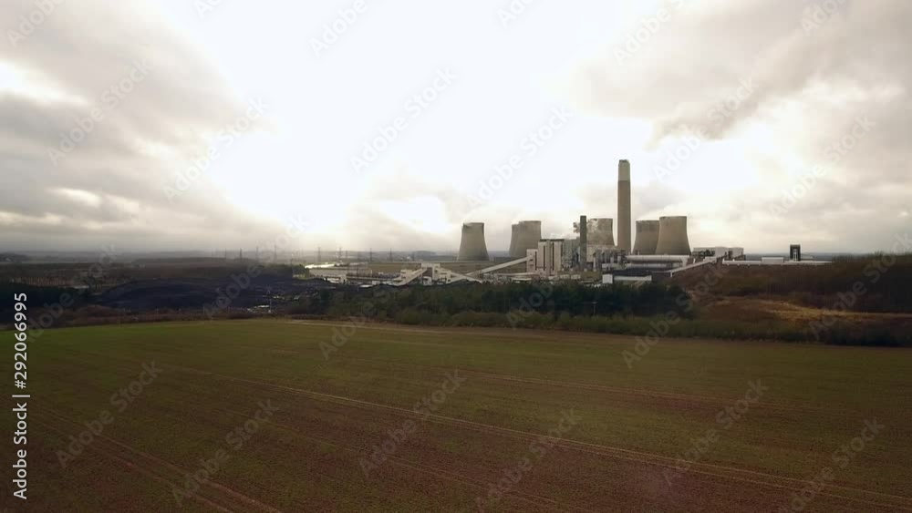 4K Aerial Shot Over Ratcliffe on Soar coal burning power station, pollution smoke in United Kingdom 4K Aerial Shot Over Ratcliffe on Soar coal burning power station, pollution smoke in United Kingdom