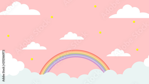 Abstract kawaii Colorful Sky rainbow background. Soft gradient pastel Comic graphic. Concept for wedding card design or presentation