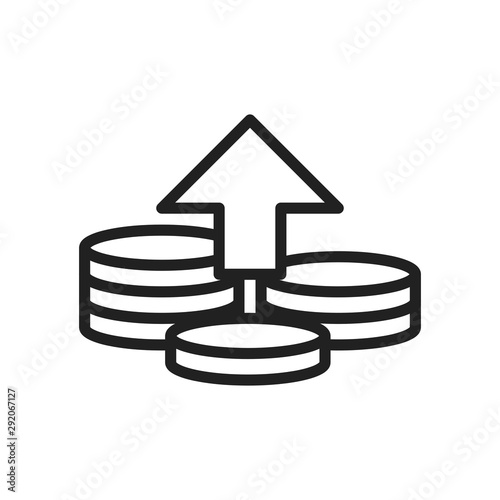 Growing Coin Stacks. Line icon. Isolated on white background. 