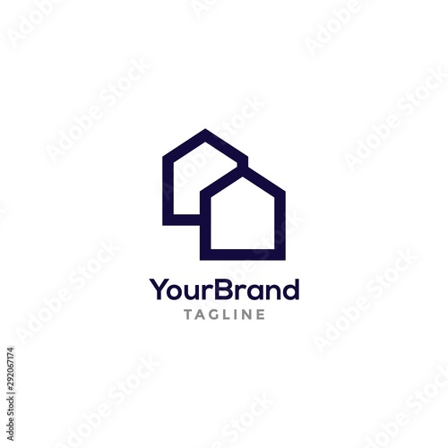 Real estate logo template with modern outline style