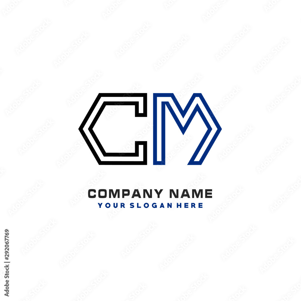 initials CM logo template vector. modern abstract initials logo shaped lines, initials CM logo template vector. modern abstract initials logo shaped lines,