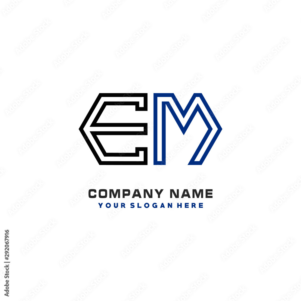 initials EM logo template vector. modern abstract initials logo shaped lines, initials EM logo template vector. modern abstract initials logo shaped lines,