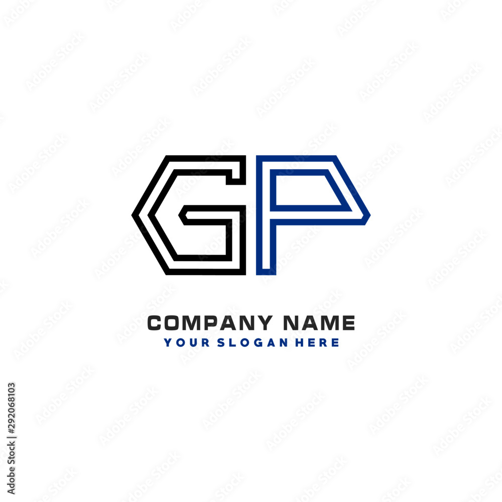 initials GP logo template vector. modern abstract initials logo shaped lines, initials GP logo template vector. modern abstract initials logo shaped lines,