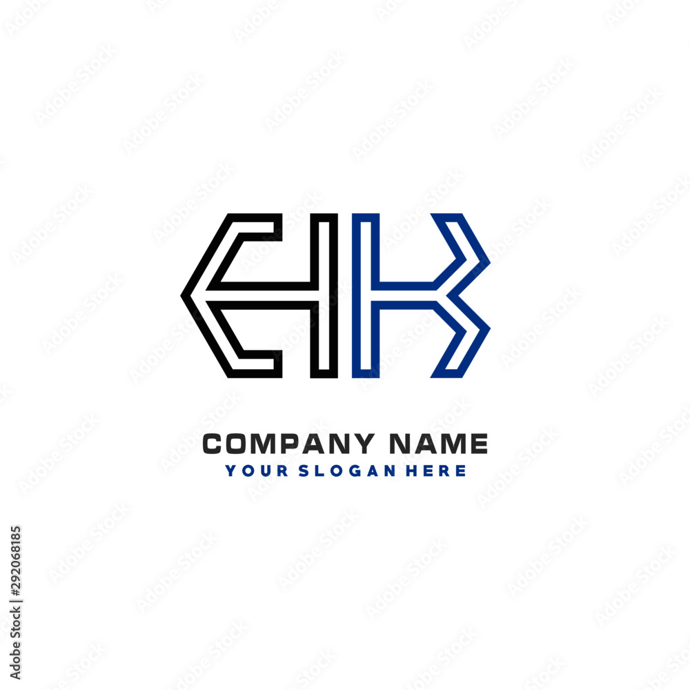 initials HK logo template vector. modern abstract initials logo shaped lines, initials HK logo template vector. modern abstract initials logo shaped lines,