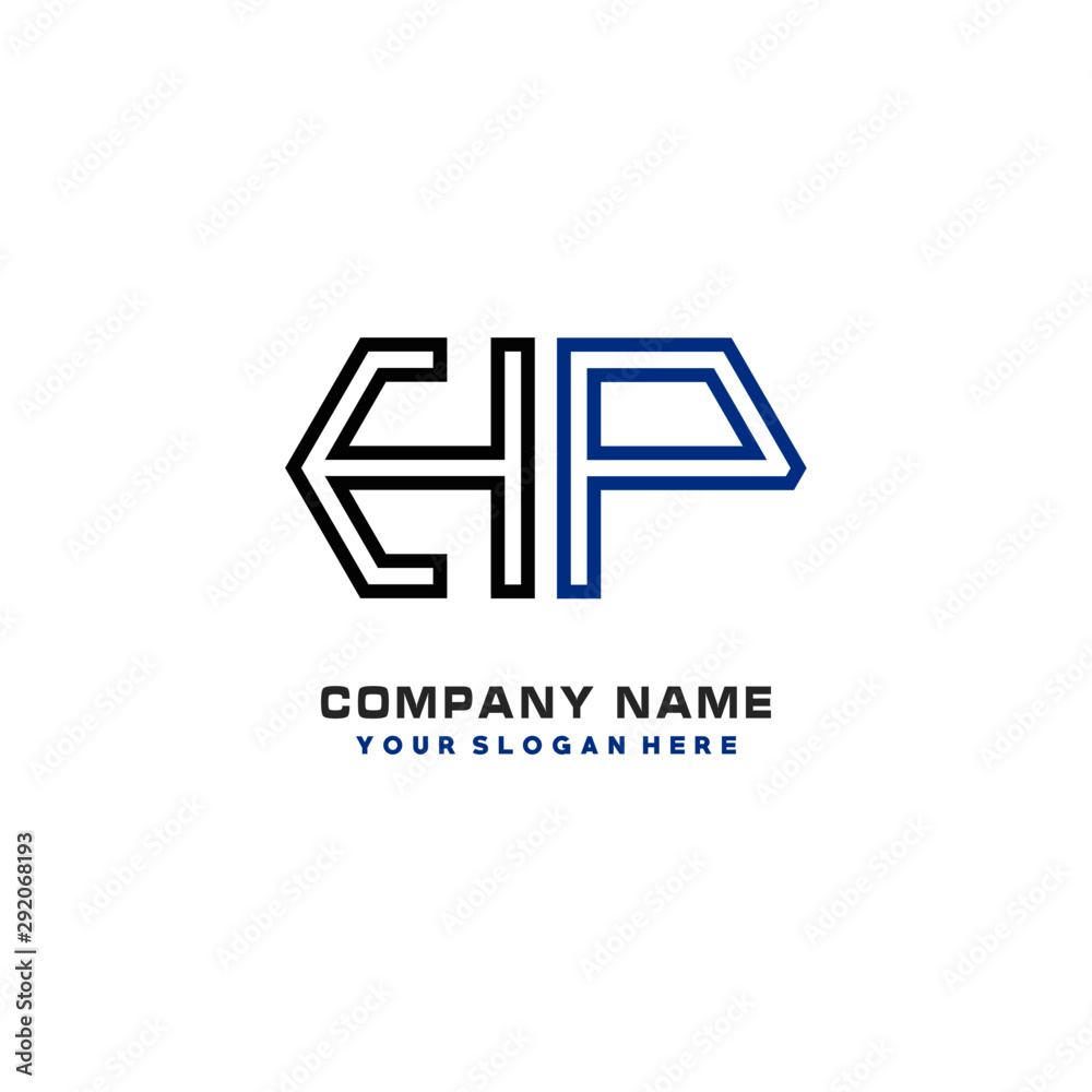 initials HP logo template vector. modern abstract initials logo shaped lines, initials HP logo template vector. modern abstract initials logo shaped lines,