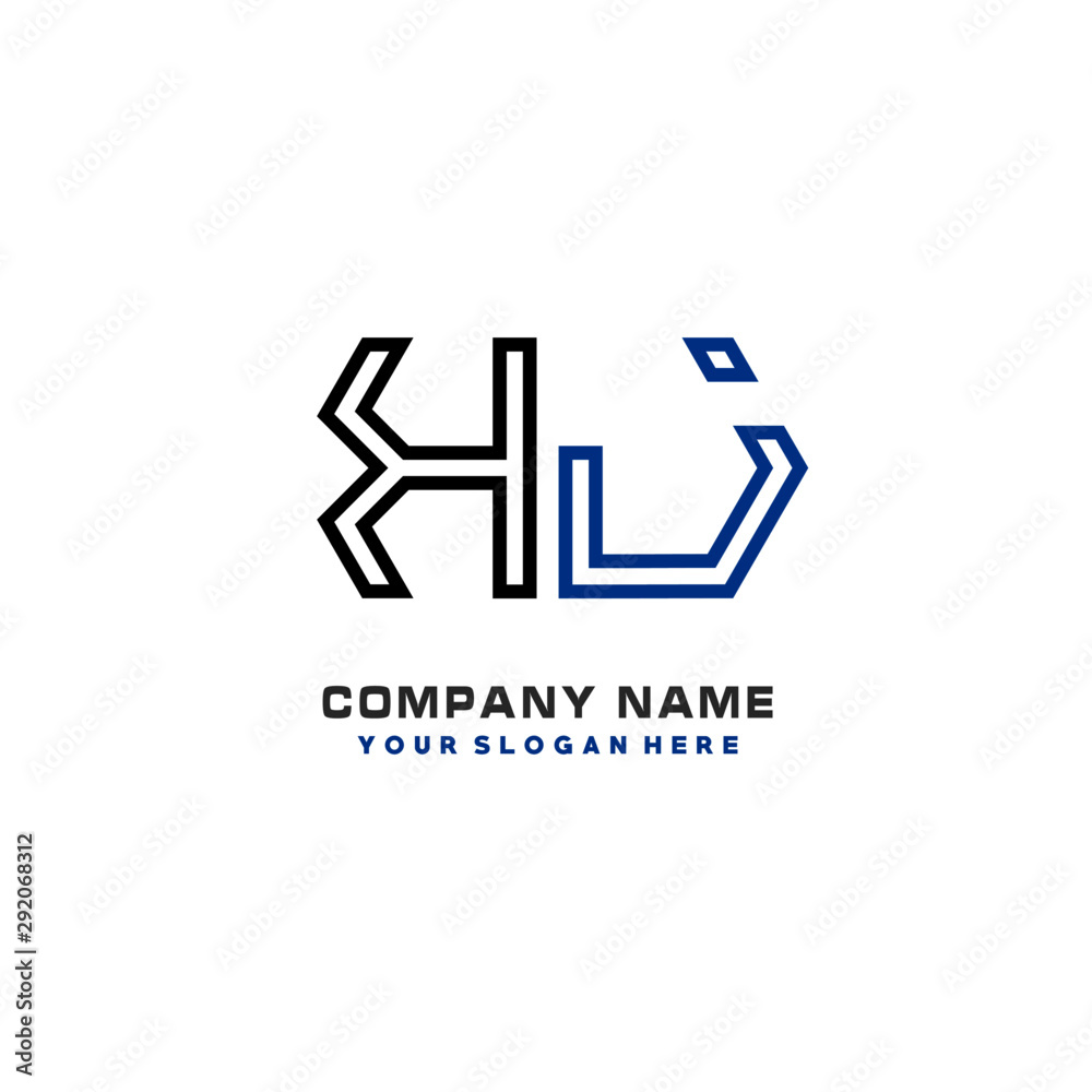 initials KJ logo template vector. modern abstract initials logo shaped lines,