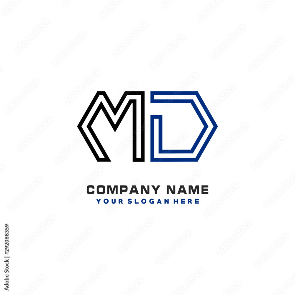 initials MD logo template vector. modern abstract initials logo shaped lines,