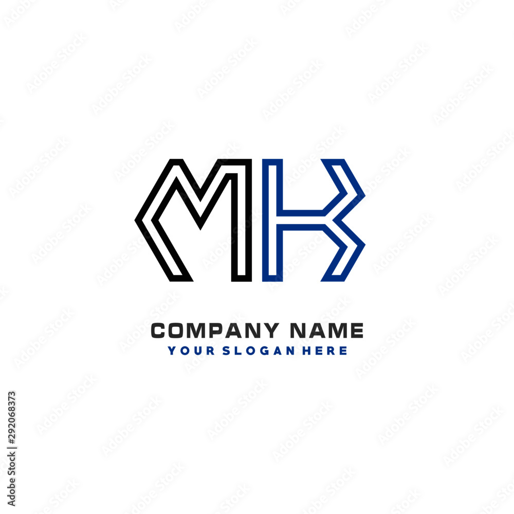 initials MK logo template vector. modern abstract initials logo shaped lines,