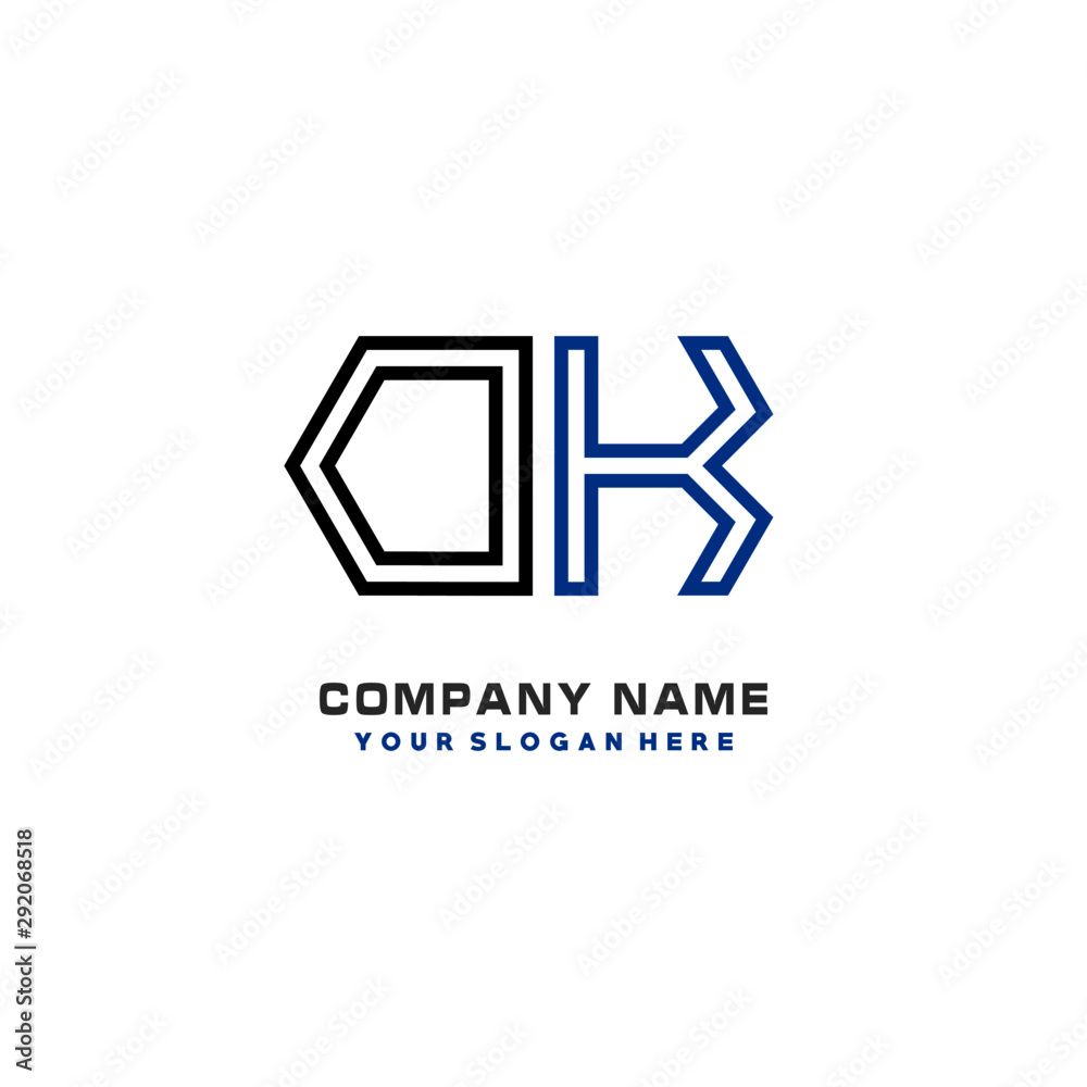 initials OK logo template vector. modern abstract initials logo shaped lines, initials OK logo template vector. modern abstract initials logo shaped lines,