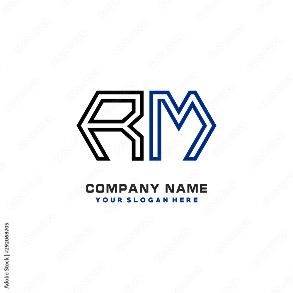 initials RM logo template vector. modern abstract initials logo shaped lines, initials RM logo template vector. modern abstract initials logo shaped lines,