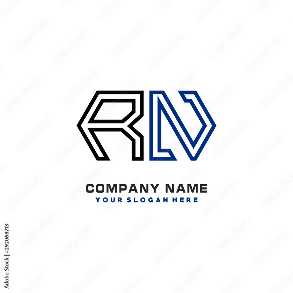 Fototapeta premium initials RN logo template vector. modern abstract initials logo shaped lines,