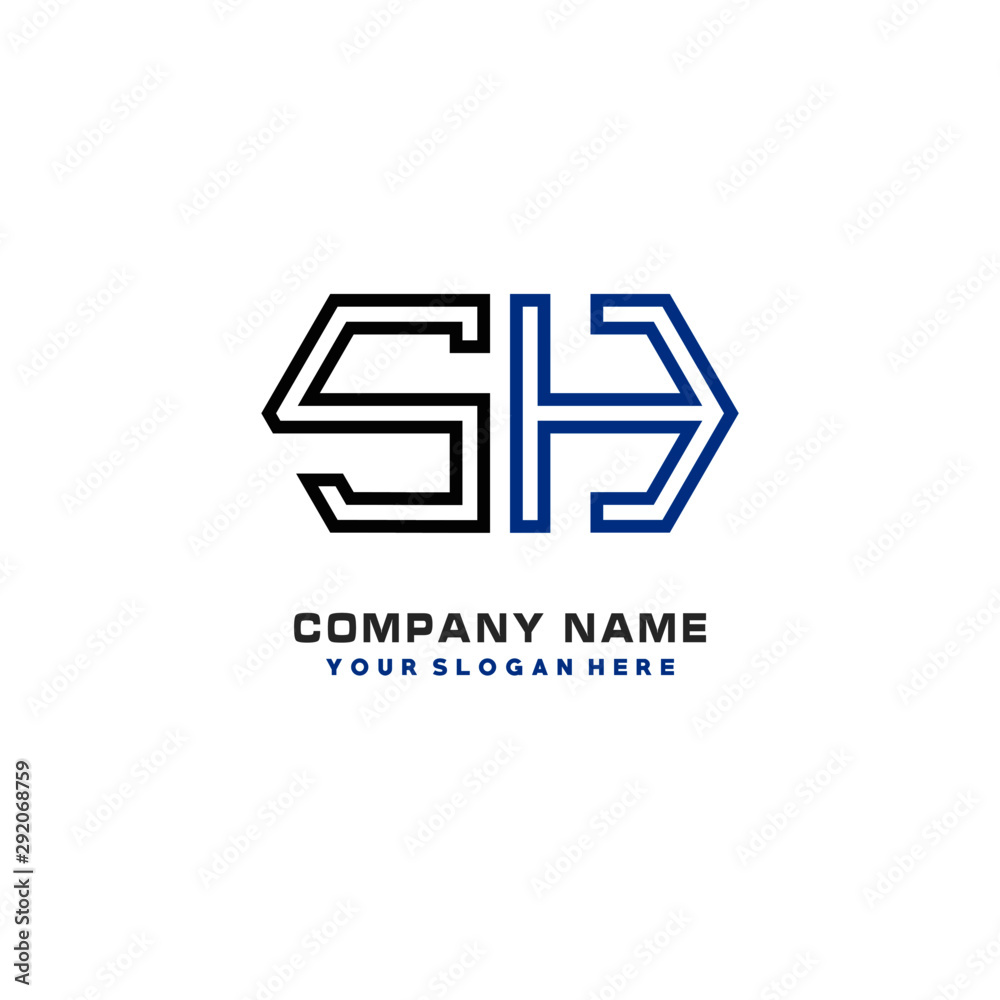 Fototapeta premium initials SH logo template vector. modern abstract initials logo shaped lines,