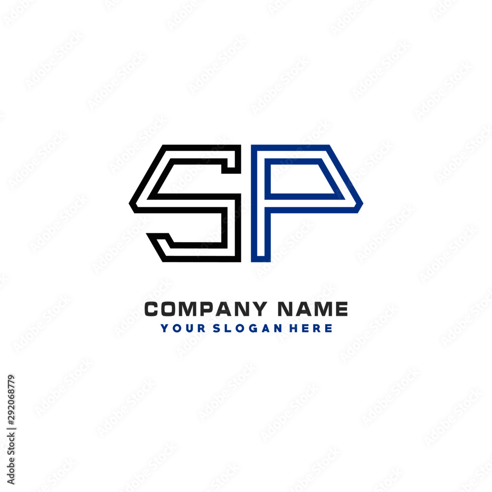initials SP logo template vector. modern abstract initials logo shaped lines, initials SP logo template vector. modern abstract initials logo shaped lines,