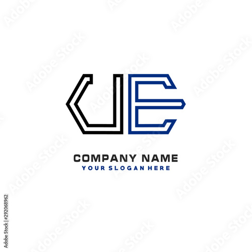 initials UE logo template vector. modern abstract initials logo shaped lines,