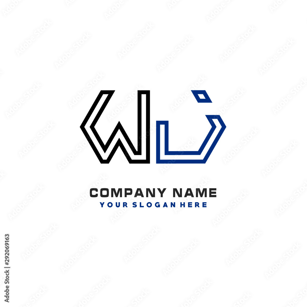 initials WJ logo template vector. modern abstract initials logo shaped lines,
