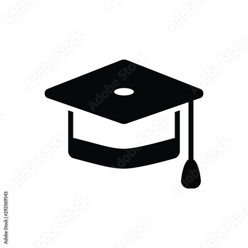 Black solid icon for graduation cap